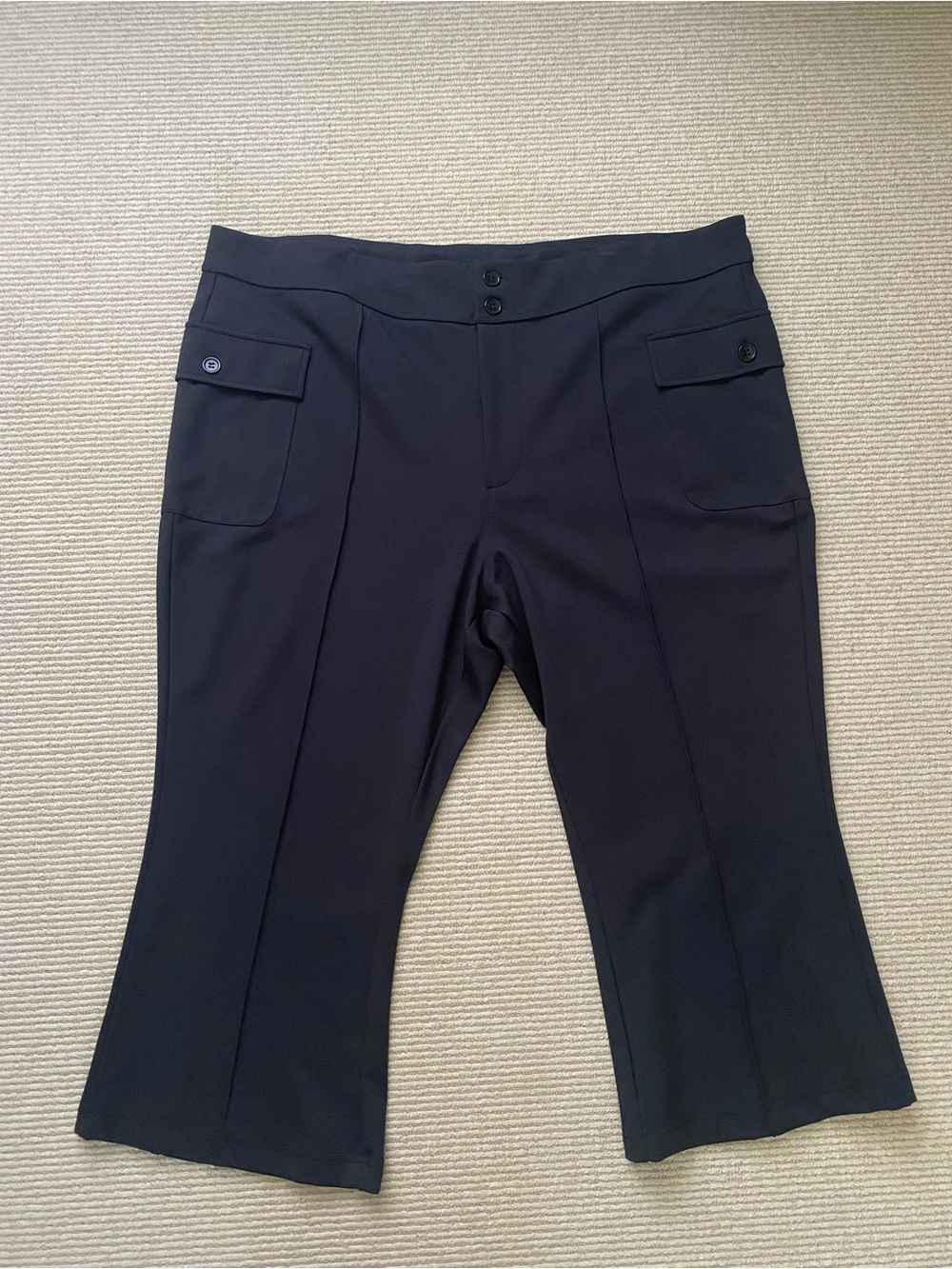 HALARA Black Cropped Pants with Pockets Stretch Waist Size 3X